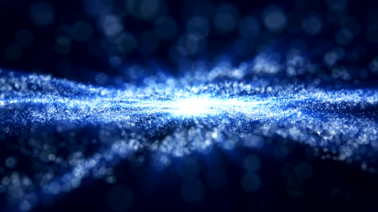 빛나는 파란 먼지 입자 반이는 불꽃