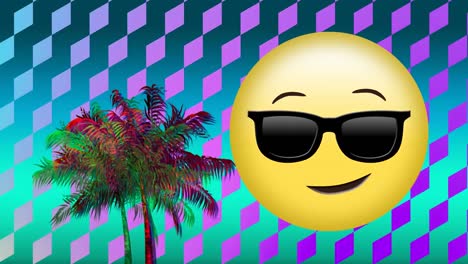 Gesicht-Mit-Sonnenbrille-Emoji-Und-Palme