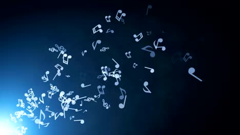 floating musical notes on abstract background with flares