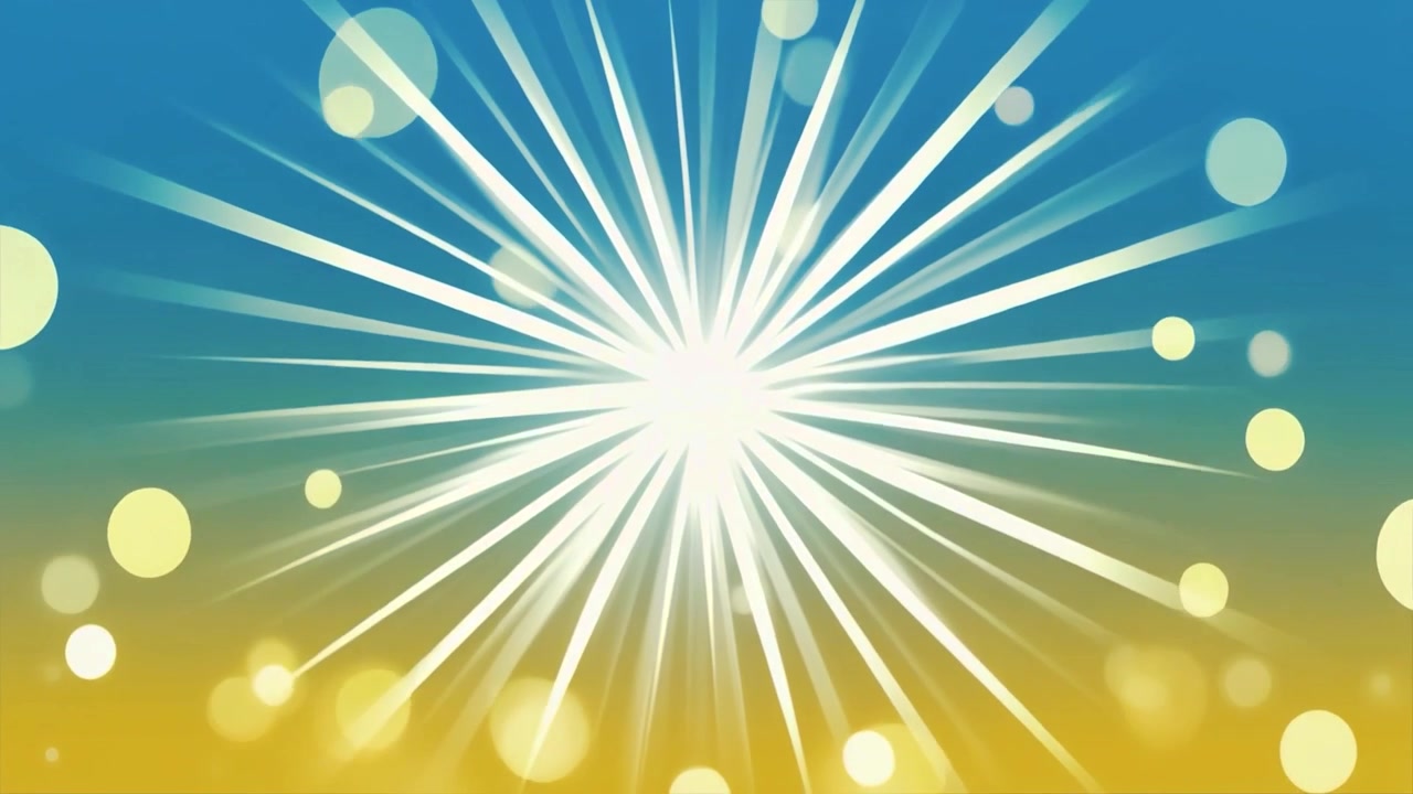 Abstract Motion Background with Radiating White Light Rays and Floating Bokeh