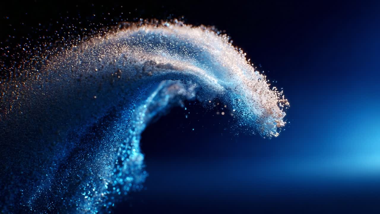 A Stunning Representation of Ocean Waves Captured in Motion, Showcasing the Power of Water Particles Dancing as Light Shimmers Through, Creating an Enchanting Display of Nature's Beauty