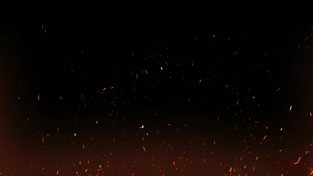 Flying fire particles motion graphics with night background