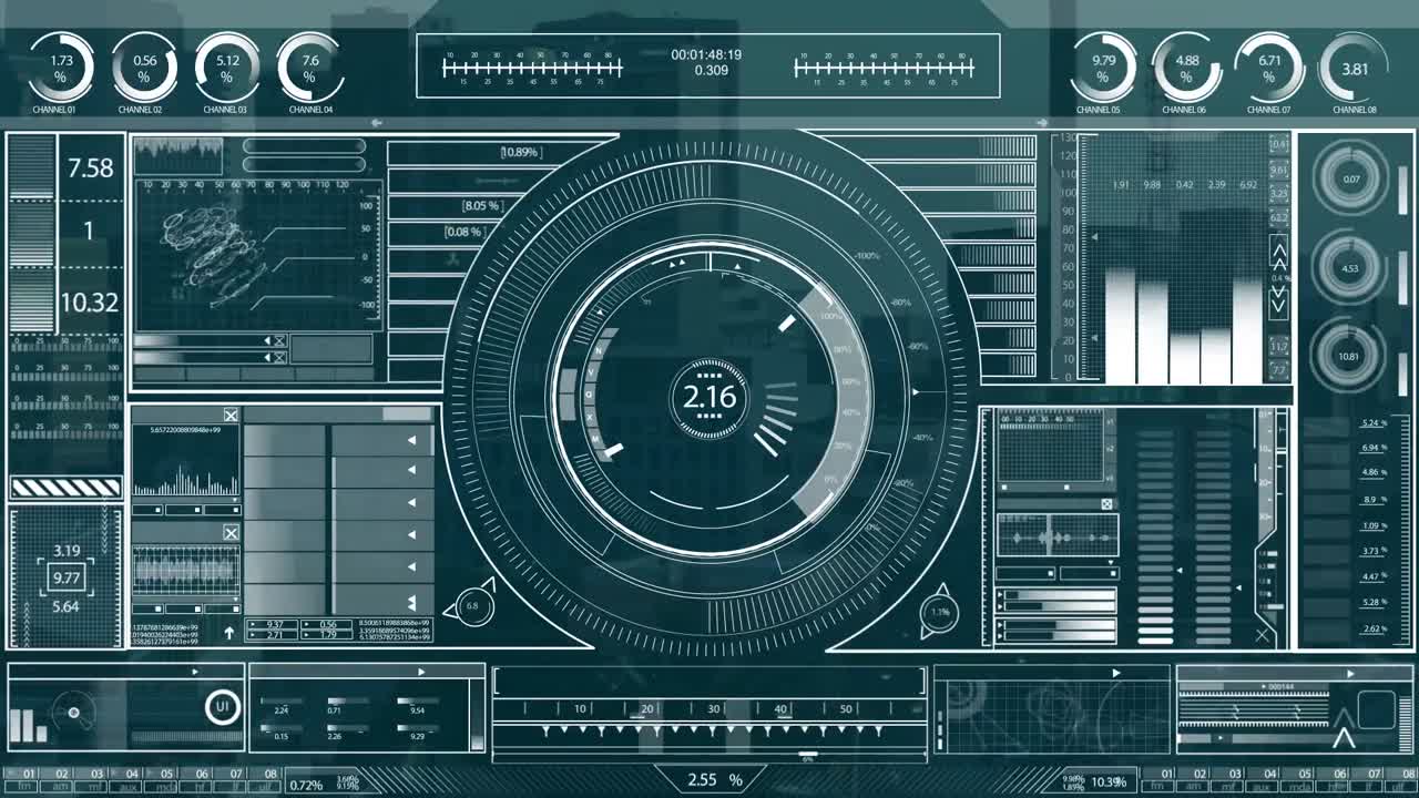 Animation of data processing over cityscape