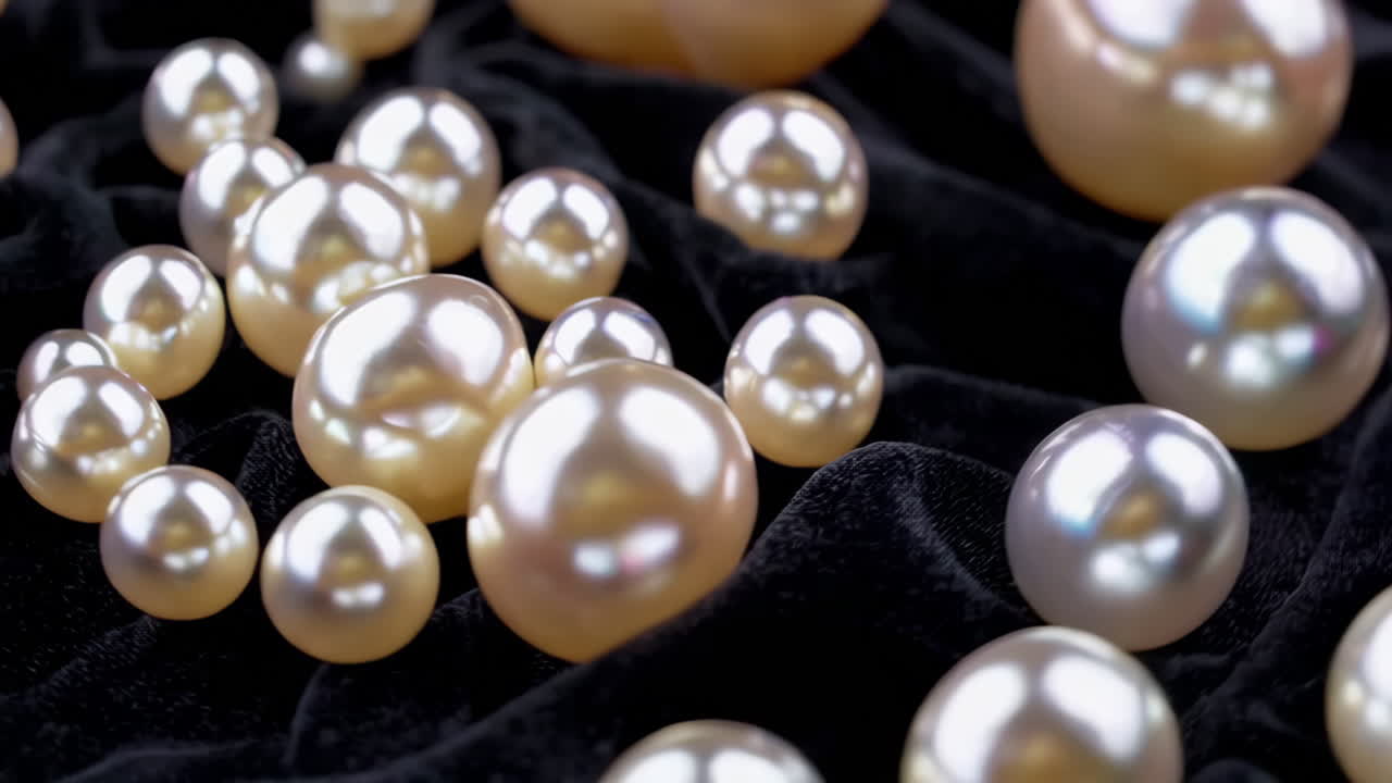 Beautiful Natural Pearls on Black Velvet