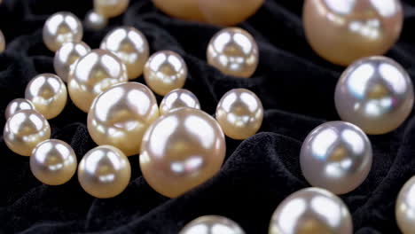 beautiful natural pearls on black velvet