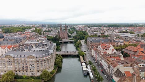 strasbourg city aerial drone clip