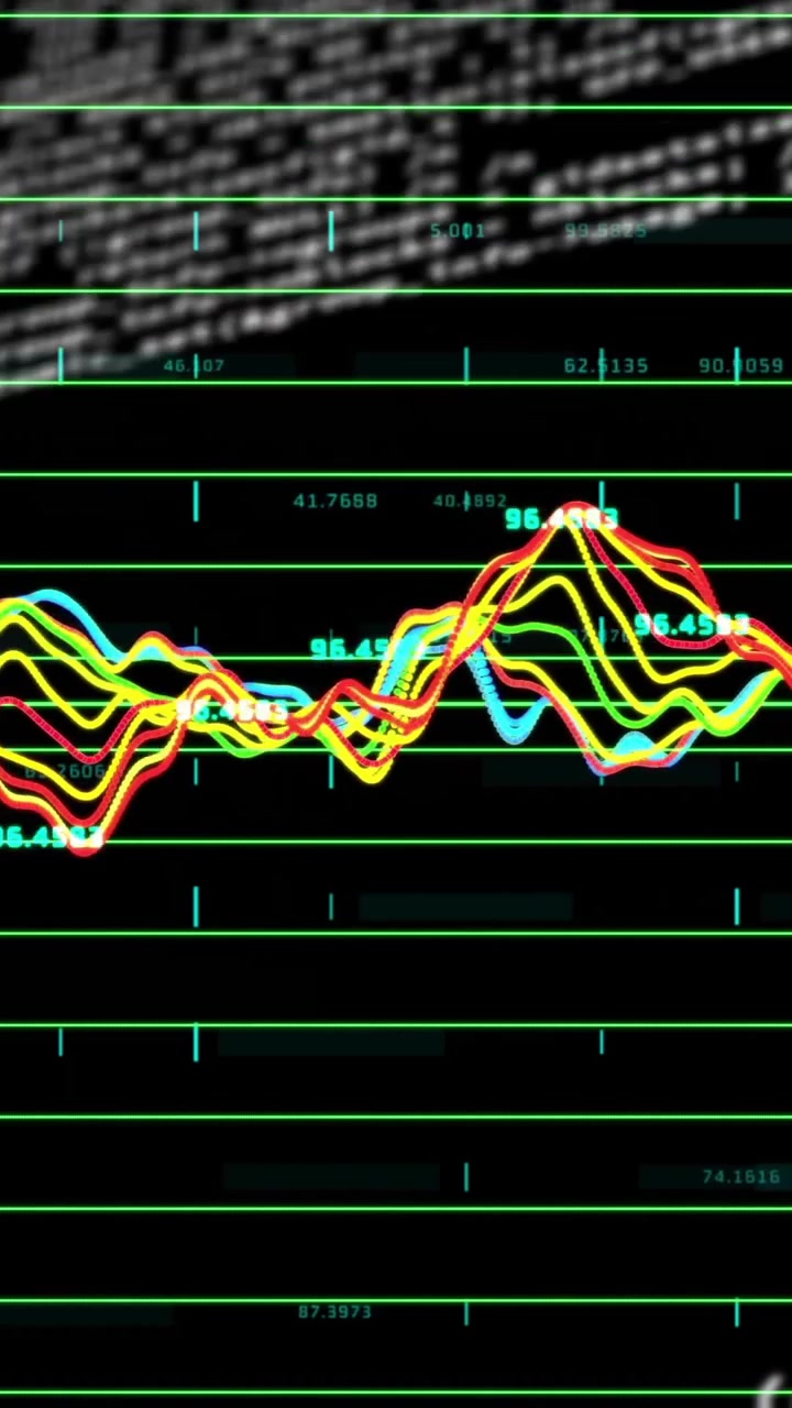 Animation of data processing on black background