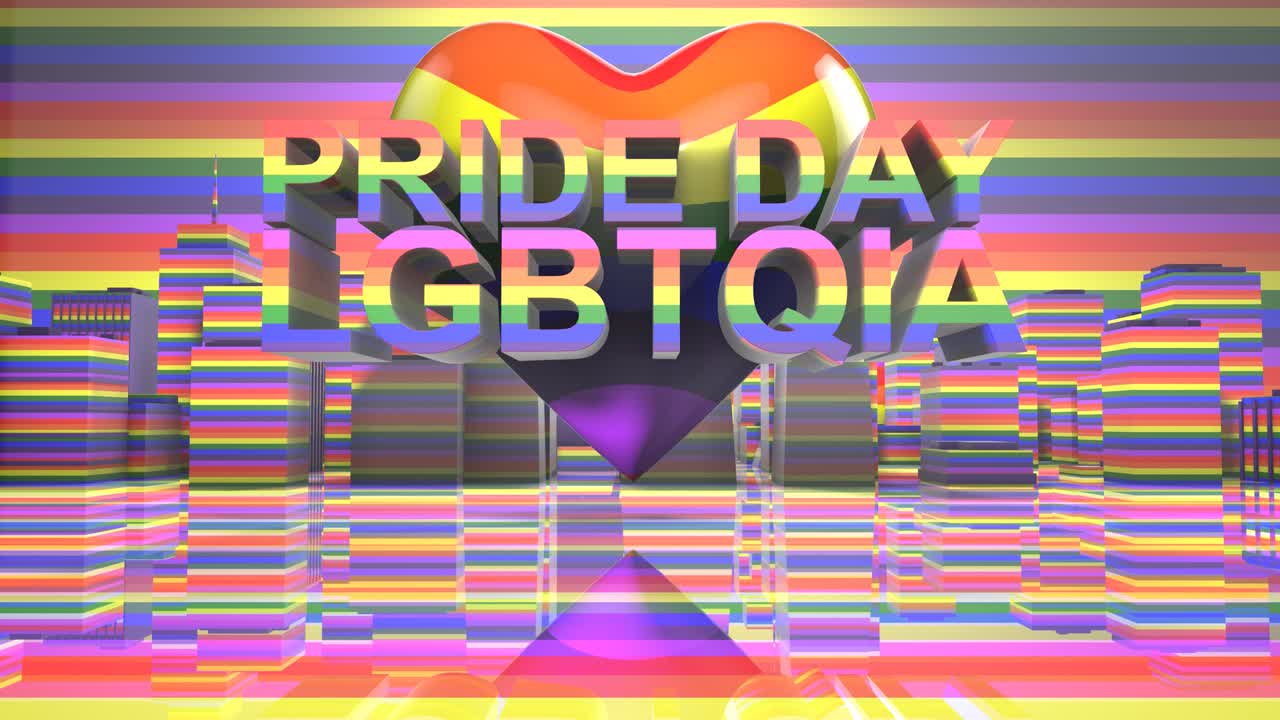 자부심의 날 lgbtqia 동성애자 자부심 lgbt 마디 그라스 그래픽 타이틀 3d 렌더링