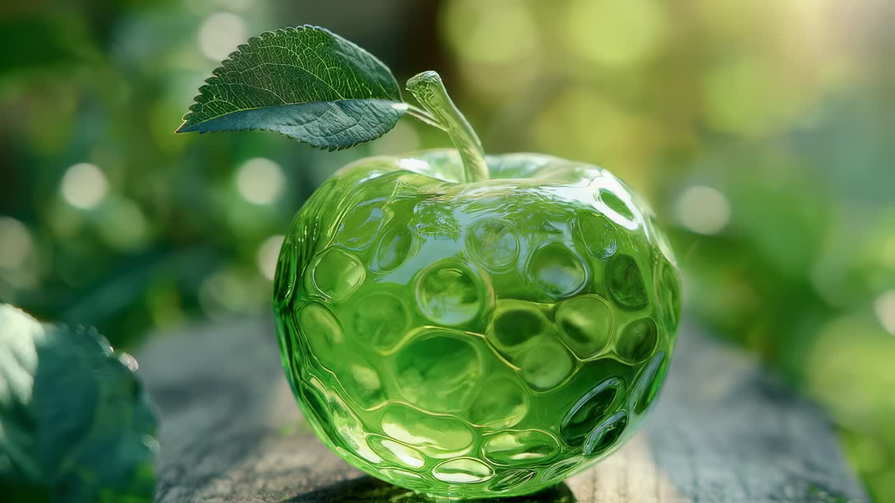 Green Glass Apple in Garden