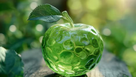 green glass apple in garden