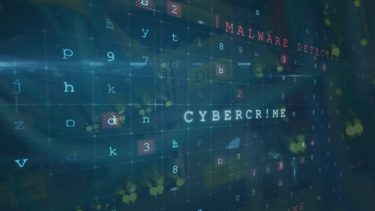 Animation of cyber attack text and data processing over server