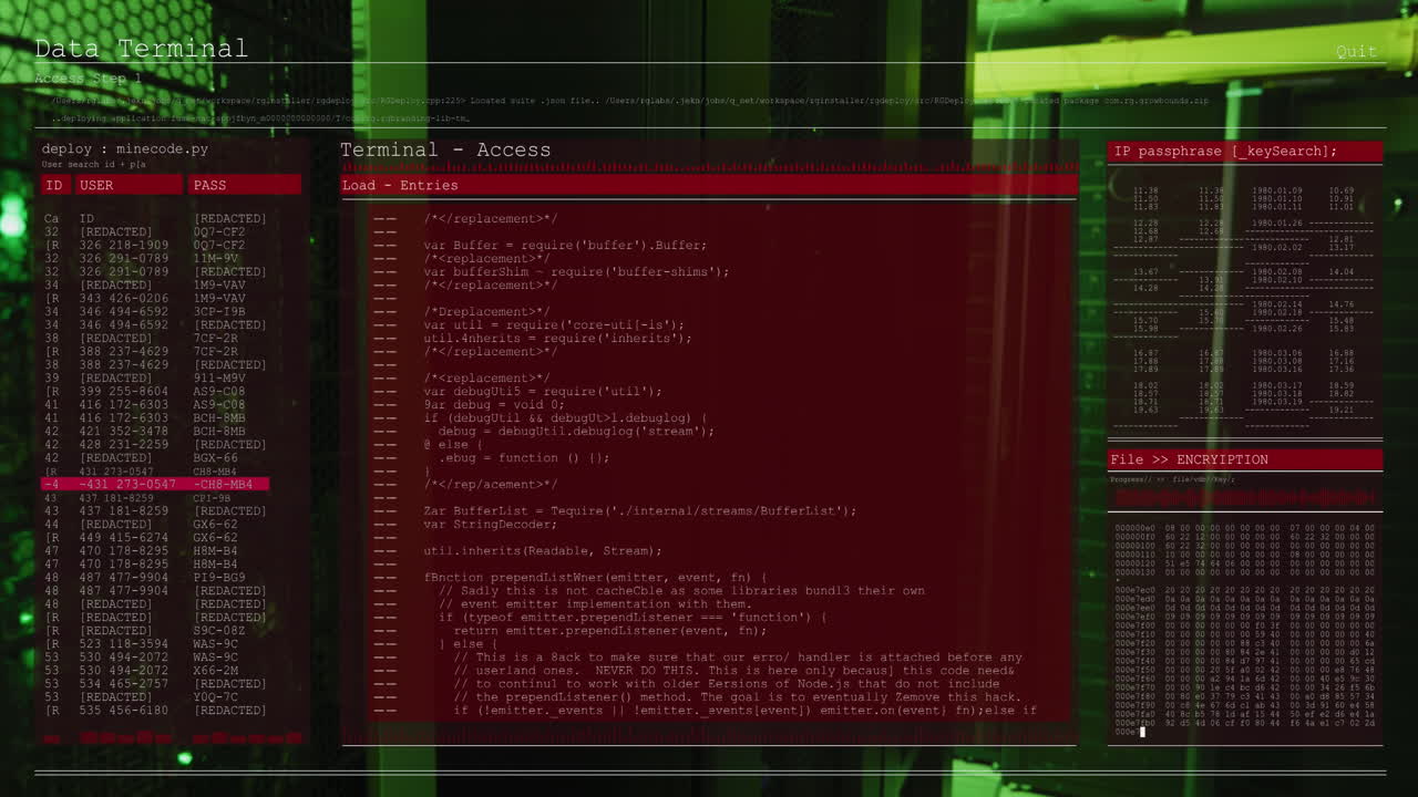 animación del procesamiento de datos a través de servidores informáticos
