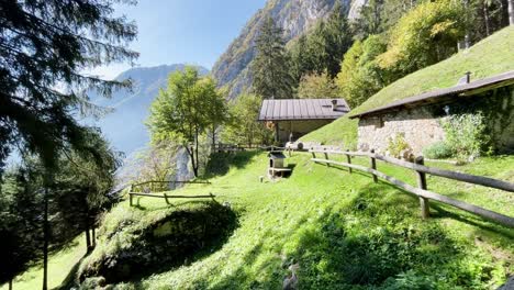 static wide shot of a beautiful scenery in the italian alps, südtirol