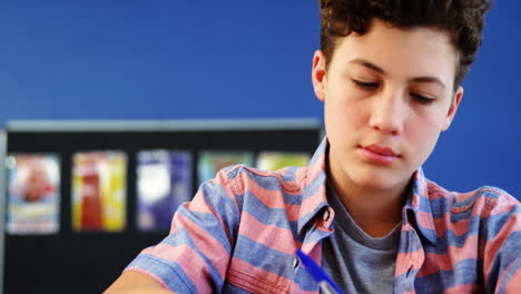 student studying in classroom