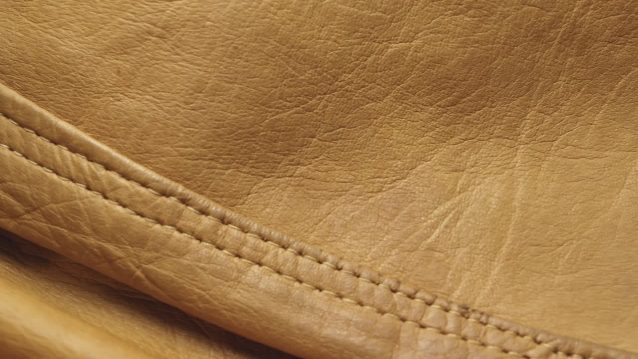 Stitch pattern on Brown Leather fashion jacket texture CLOSE-UP