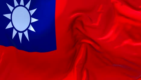 taiwan flag waving in wind slow motion animation . 4k realistic fabric texture flag smooth blowing on a windy day continuous seamless loop background.