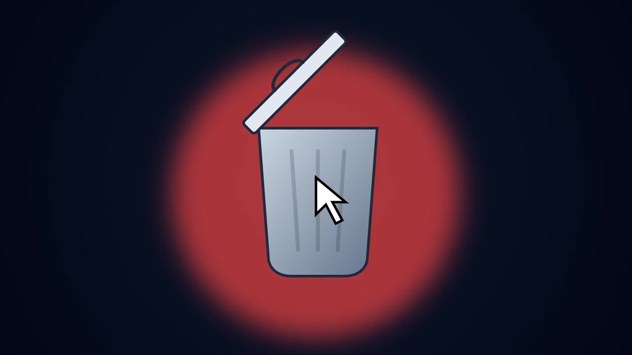 Computer Mouse Cursor Clicking on Trash Can Icon