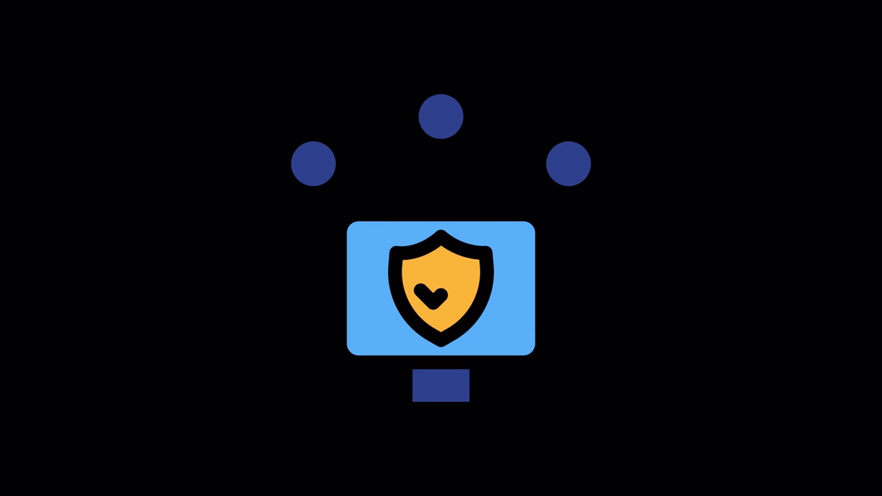 Animated Icon of Computer Monitor with Security Shield