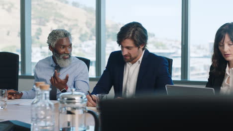 corporate business people meeting in boardroom brainstorming colleagues discussing strategy sharing problem solving ideas collaborating in office 4k