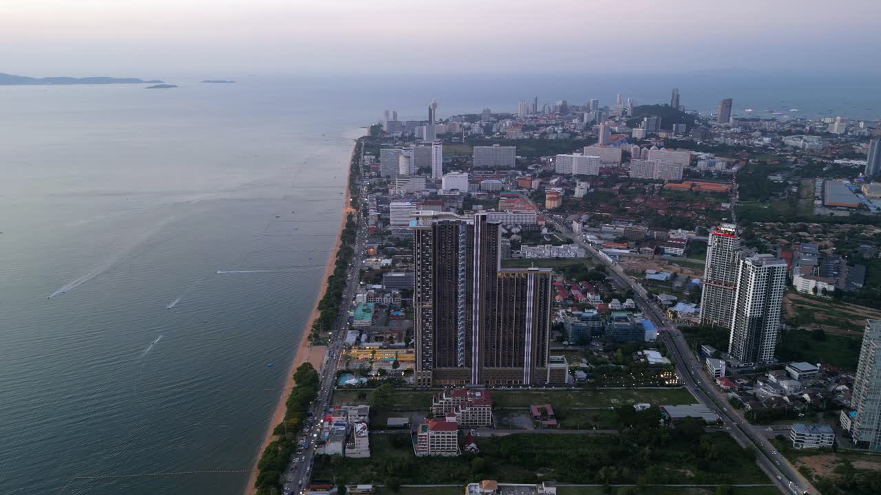Aerial View of Pattaya City at Dusk
