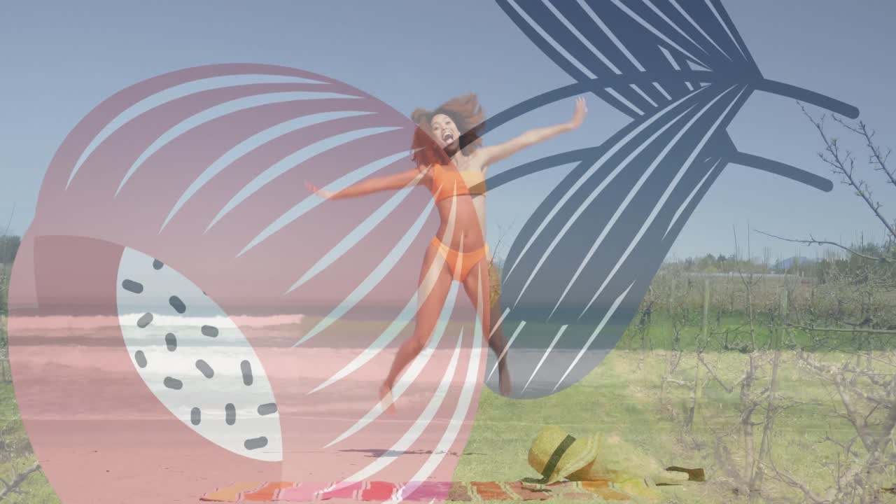 바 ⁇ 가에서 꽃 모양 위에 두 인종의 여성의 애니메이션