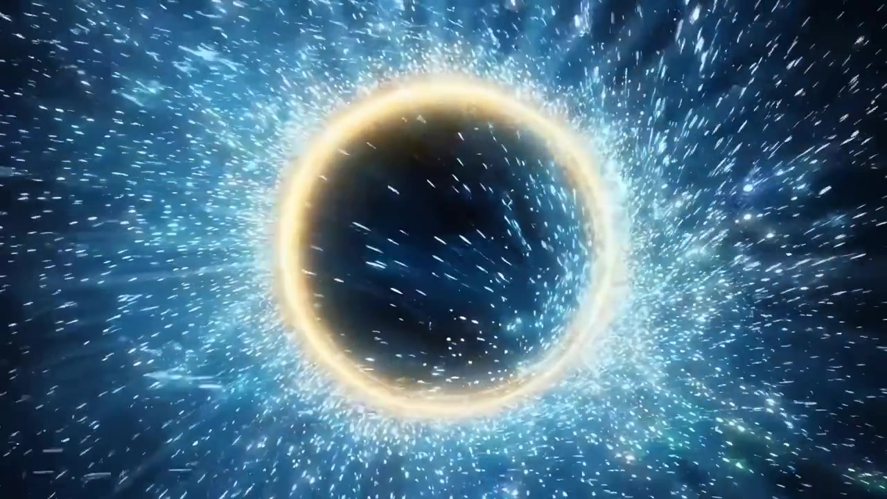 Animazione Astratta di un Buco Nero Luminoso nello Spazio Profondo