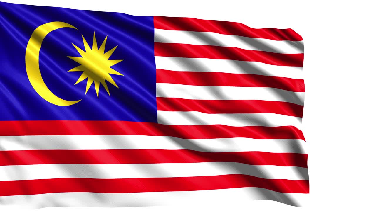 Bandiera della Malesia con struttura in tessuto nel vento (canale alfa, ripetibile)