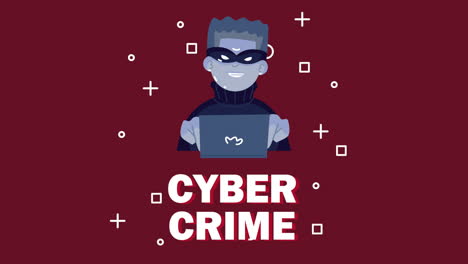 hacker with laptop cyber crime lettering