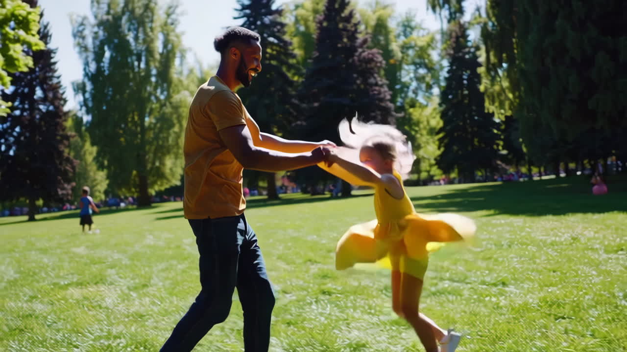 Father and Daughter Playing in Park
