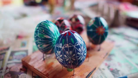 closeup shot of beautiful traditional painted easter eggs