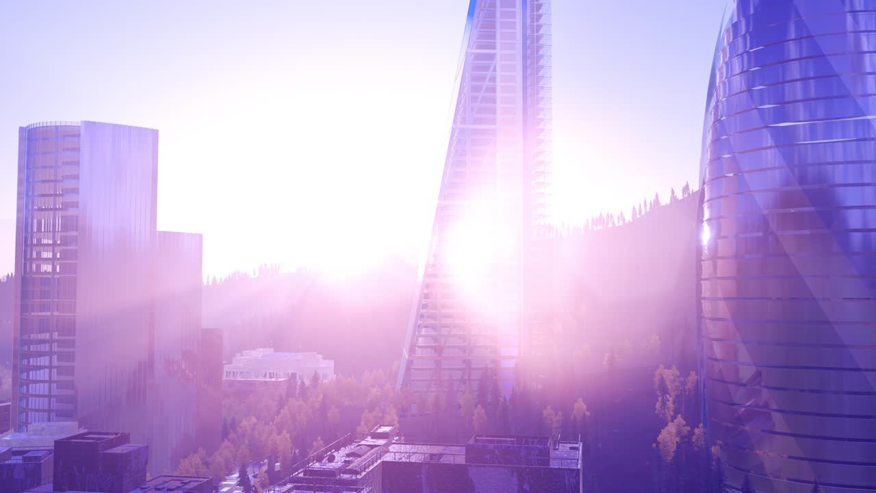 마천루와 해가 지는 곳