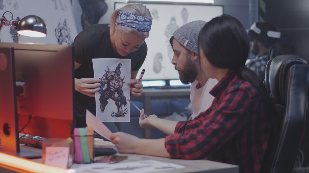 Game Design Team Discussing Character Concept