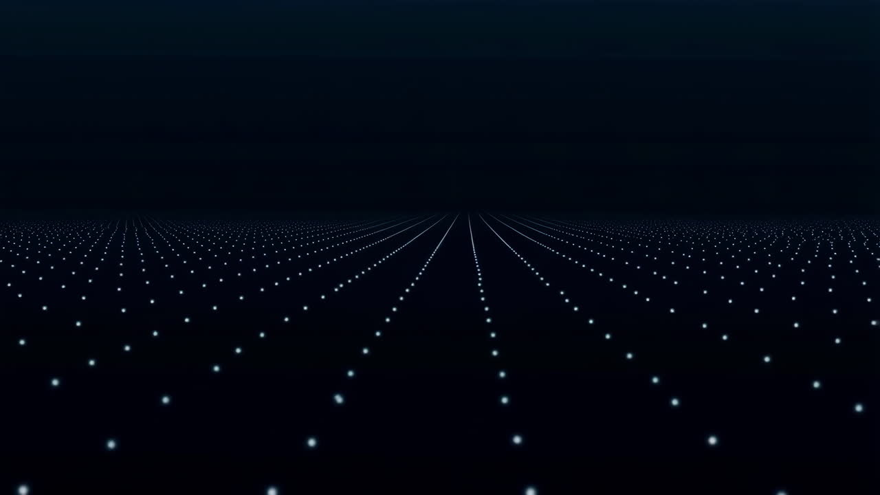Abstract Digital Grid of Glowing Dots on Dark Background