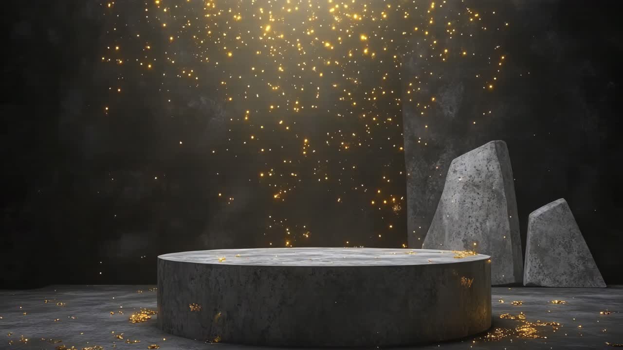 Luxury Marble Podium Display with Gold Glitter