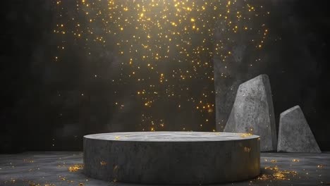 luxury marble podium display with gold glitter