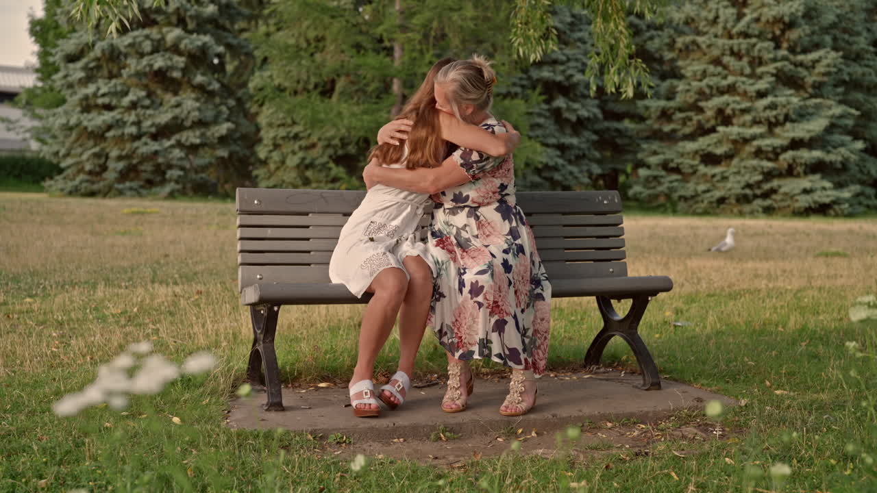 A Loving Mother Holds Her Daughter In A Deep Emotional Hug, Followed By A Tender Look Of Relief And Affection, All Captured In A Smooth Rightward Dolly Shot In Golden Natural Light