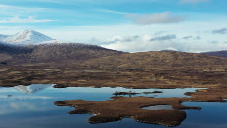 rannoch moor, scotland: aerial footage panning slowly left to right: part 3