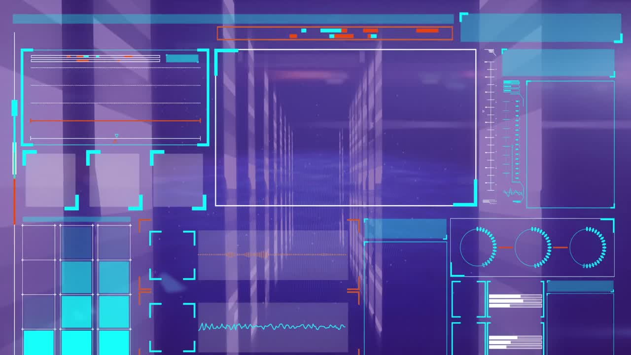 컴퓨터 서버를 통해 화면에서 데이터 처리의 애니메이션