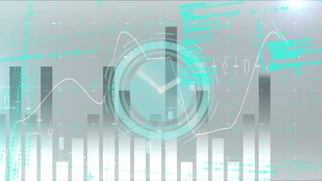 animación del procesamiento de datos financieros sobre el reloj.
