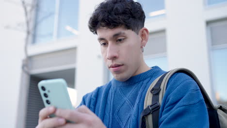 student reacting with different emotions to smartphone content
