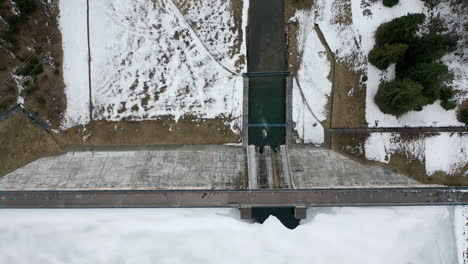 top view hydropower plant in slovakia, dedinky