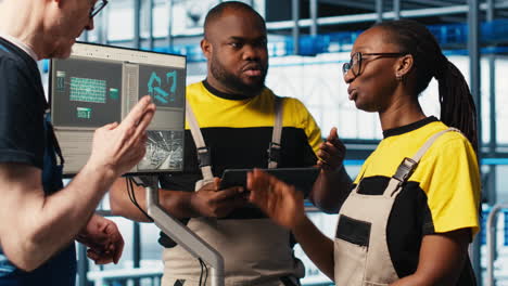 photovoltaics smart factory team leader and workers talk about new pv materials