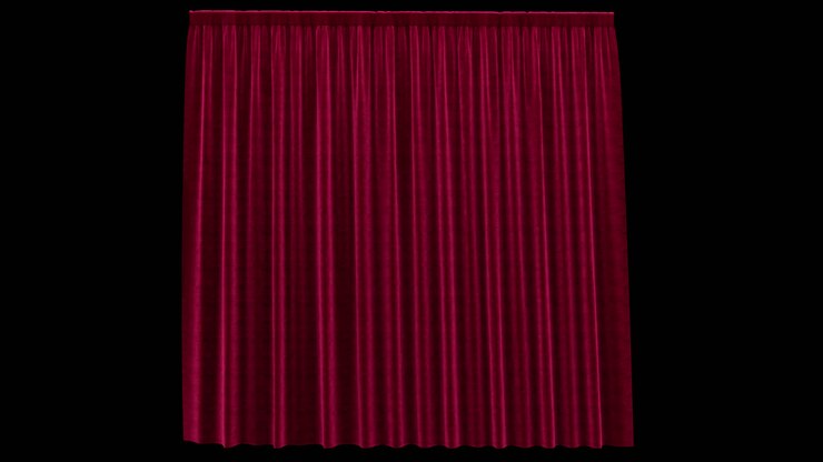 Swinging red velvet curtain with alpha channel