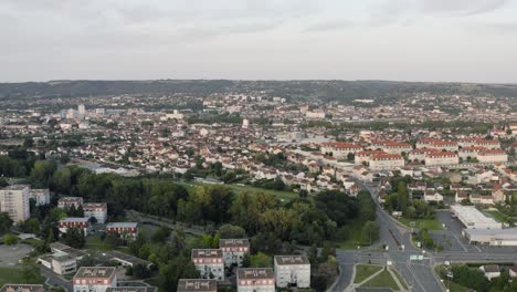 drone aerial shot of montluçon in central france