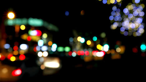 colorful bokeh of lights on the street at night 4k