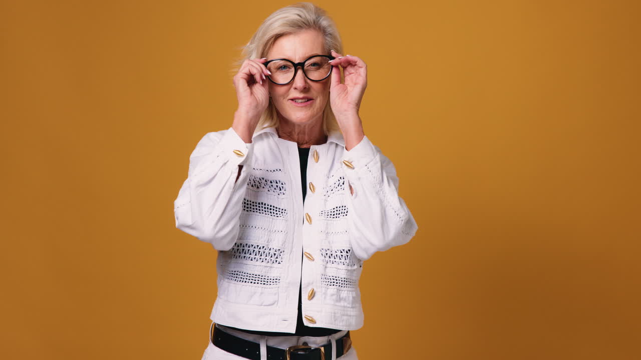 Smiling Older Woman with Glasses