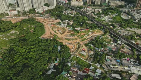 Neue-Baustelle-In-Tin-Shui-Wai-Neben-Der-MTR-Tuen-Ma-Line,-Hongkong