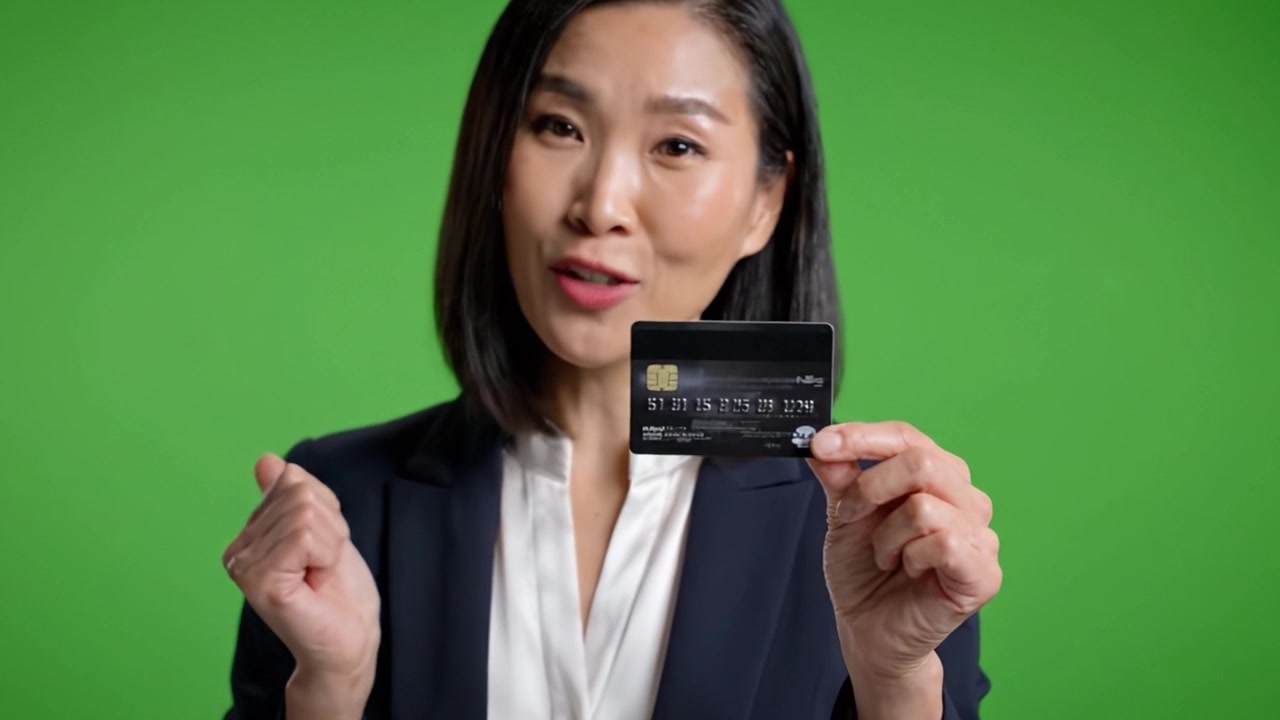 一位自信的职业女性，面带温暖笑容，置身于明亮的绿色背景前，完美象征着职场中的积极向上和亲和力。