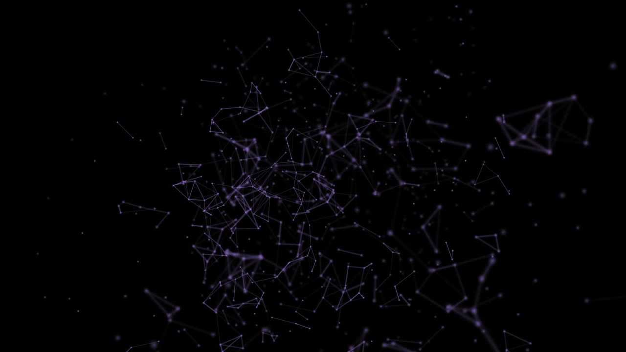 Animation of geometric shapes formed of illuminated connected dots on black background