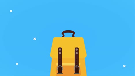 animación de regreso a la escuela con bolso y suministros